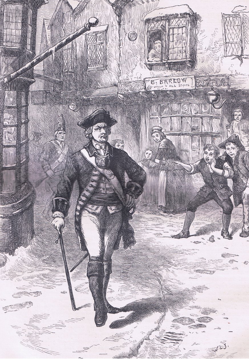 Officeren och frisörens pojke, illustration från Cassells History of the United States publicerad av Cassell, Petter & Galpin, c.1900 (litho) av American English school