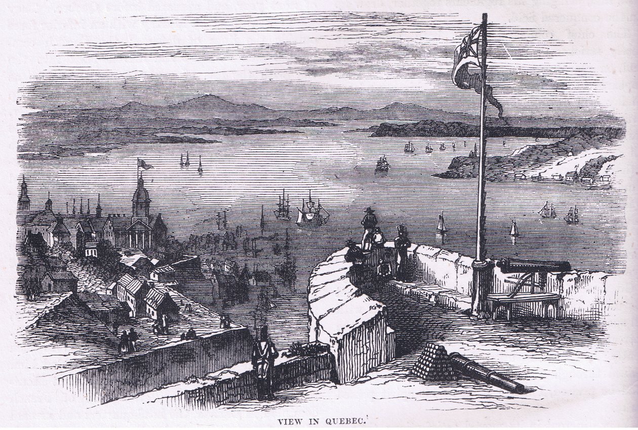 View in Quebec, illustration från Cassells History of the United States publicerad av Cassell, Petter & Galpin, c.1900 (litho) av American English school
