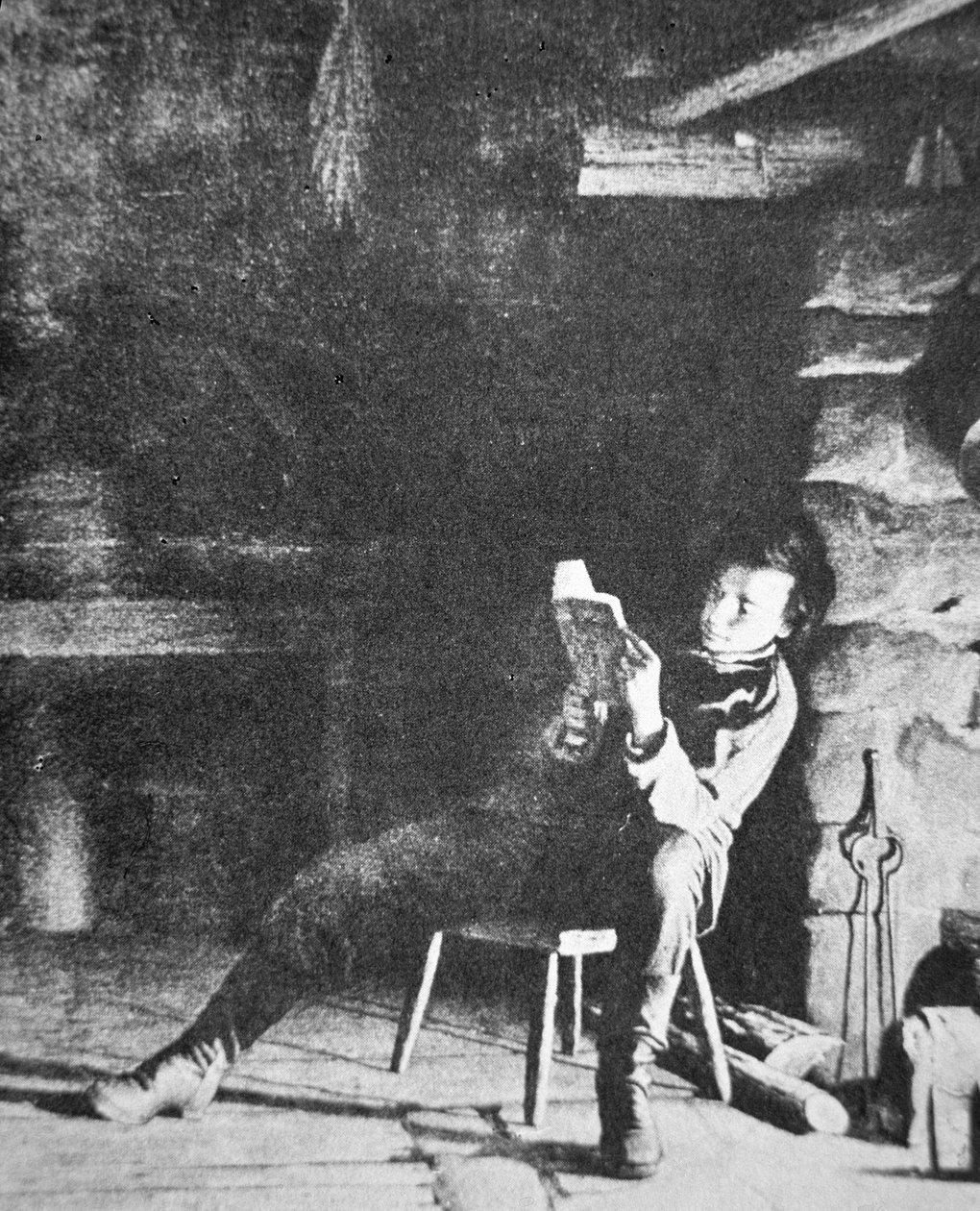 Abraham Lincoln (1809-65) som ung pojke (s/v foto) av American Photographer