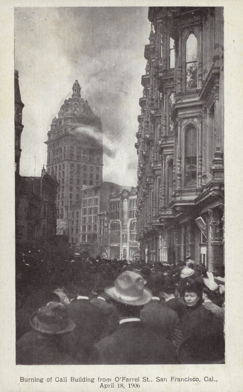 Efterverkningarna av jordbävningen i San Francisco 1906 (svartvitt foto) av American Photographer