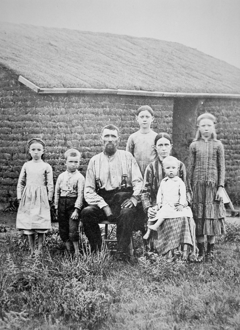 Amerikansk pionjärfamilj, ca 1870 (s/v foto) av American Photographer