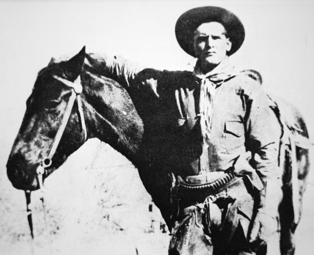 Butch Cassidy (1866-1908/09) med sin häst (s/v foto) av American Photographer