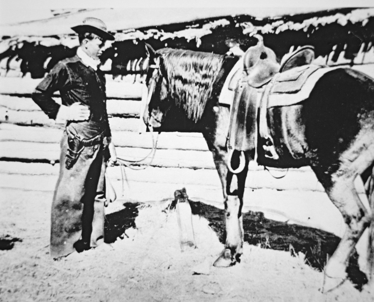 Butch Cassidy (1866-1908/09) med sin häst (s/v foto) av American Photographer