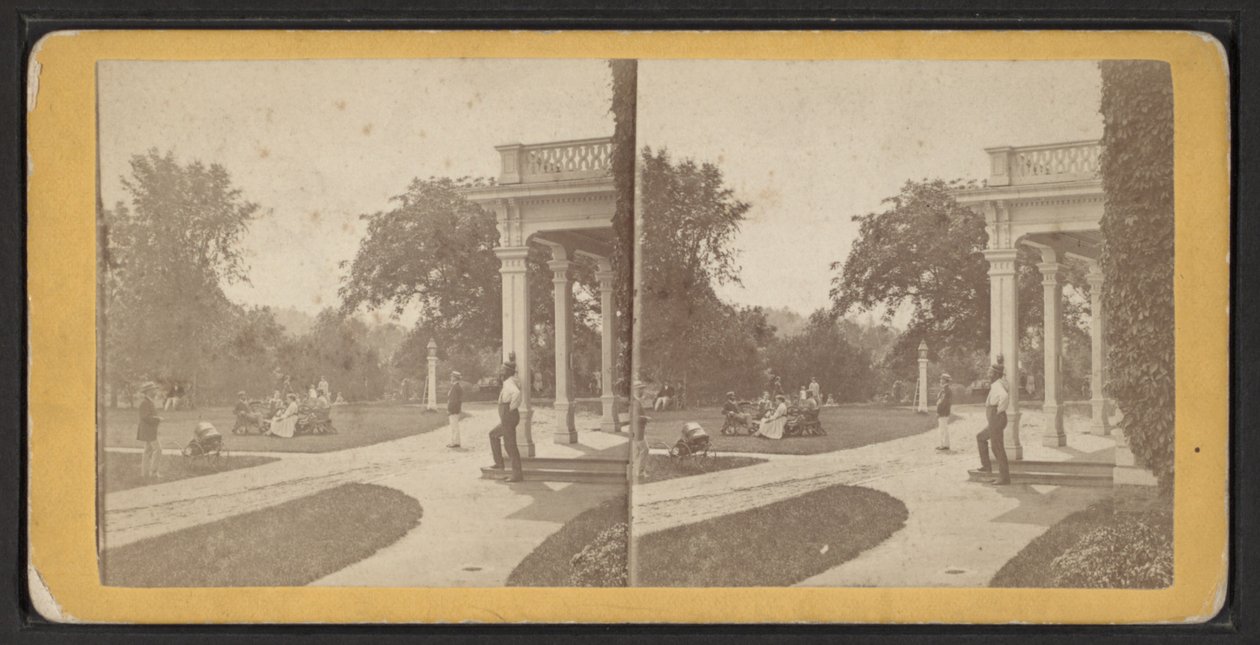 East Lawn and Portico, Oneida Community, New York State, ca 1870 (s/v foto) av American Photographer