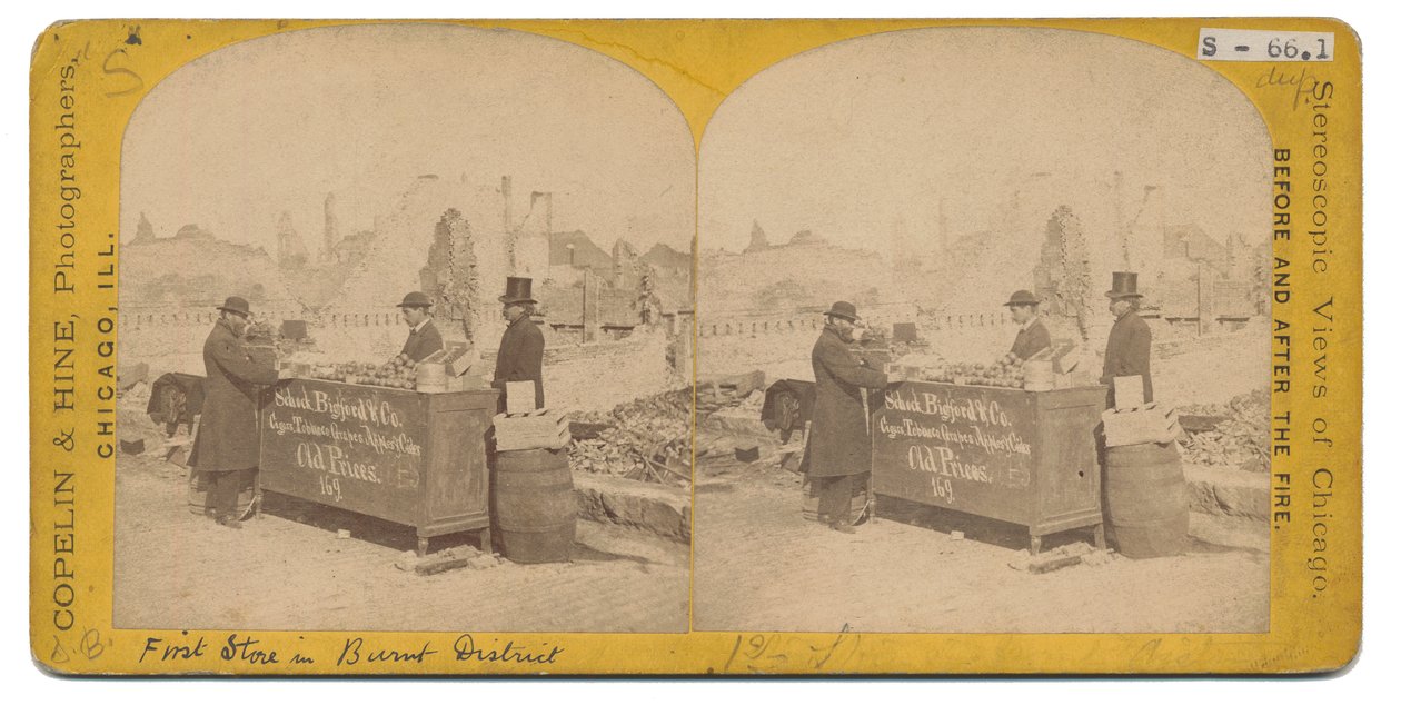 Första butiken i det brända distriktet, 1871 av American Photographer