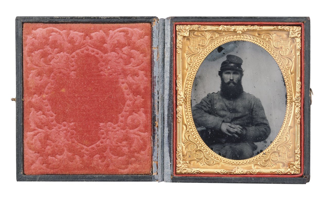 Inramat porträtt av menige Joseph Absalom Higginbotham, Co. I av American Photographer
