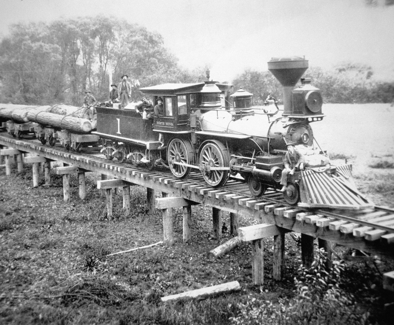 Godståg, Coss County, Oregon, ca 1880 (s/v foto) av American Photographer