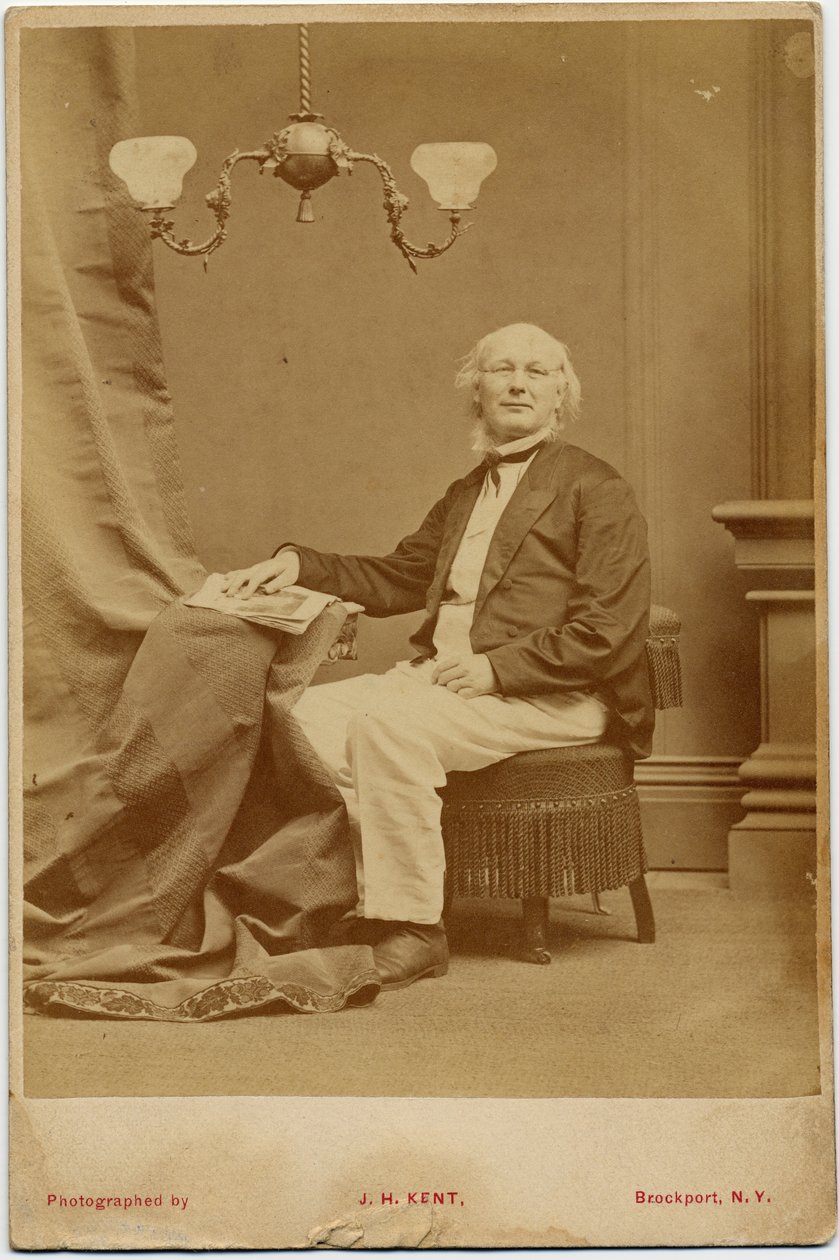 Horace Greeley (1811-72), amerikansk politiker och tidningsredaktör, foto av J H Kent, Brockport, New York (albumfoto) av American Photographer