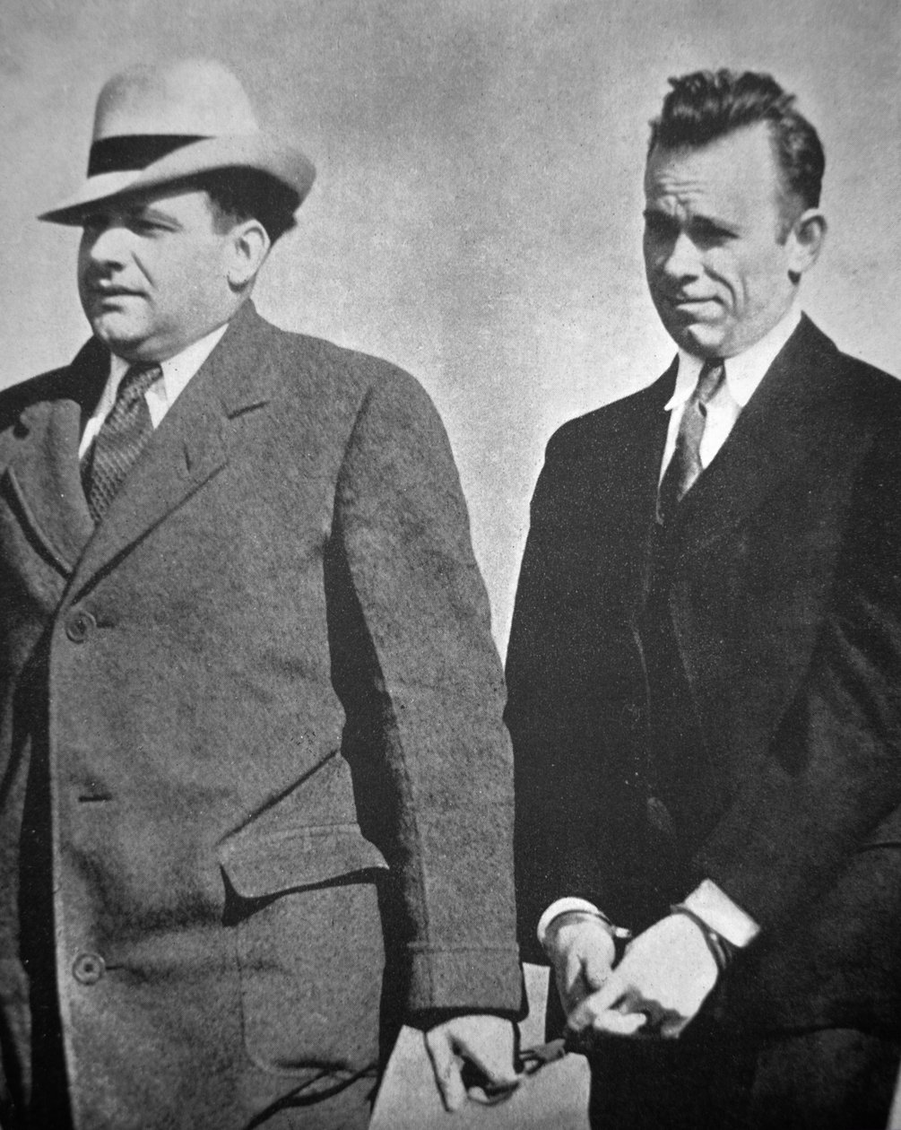 John Dillinger arresterad i januari 1934 (s/v foto) av American Photographer