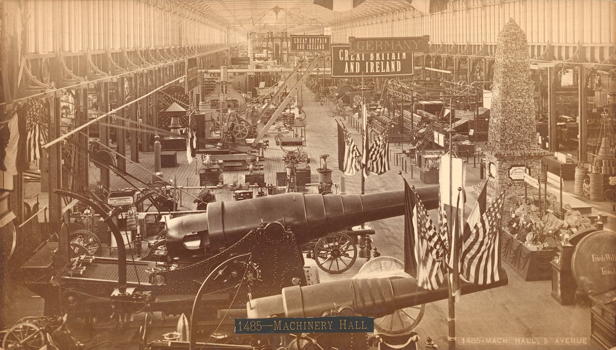 Krupps Guns, tysk utställning, Centennial International Exhibition, Philadelphia, 1876 (silveralbumintryck) av American Photographer