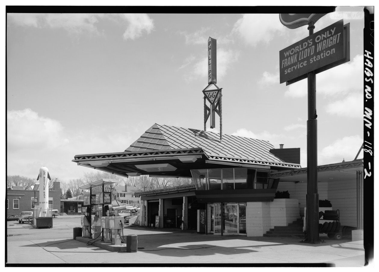Lindholm Oil Company Service Station, Cloquet, Minnesota (s/v foto) av American Photographer