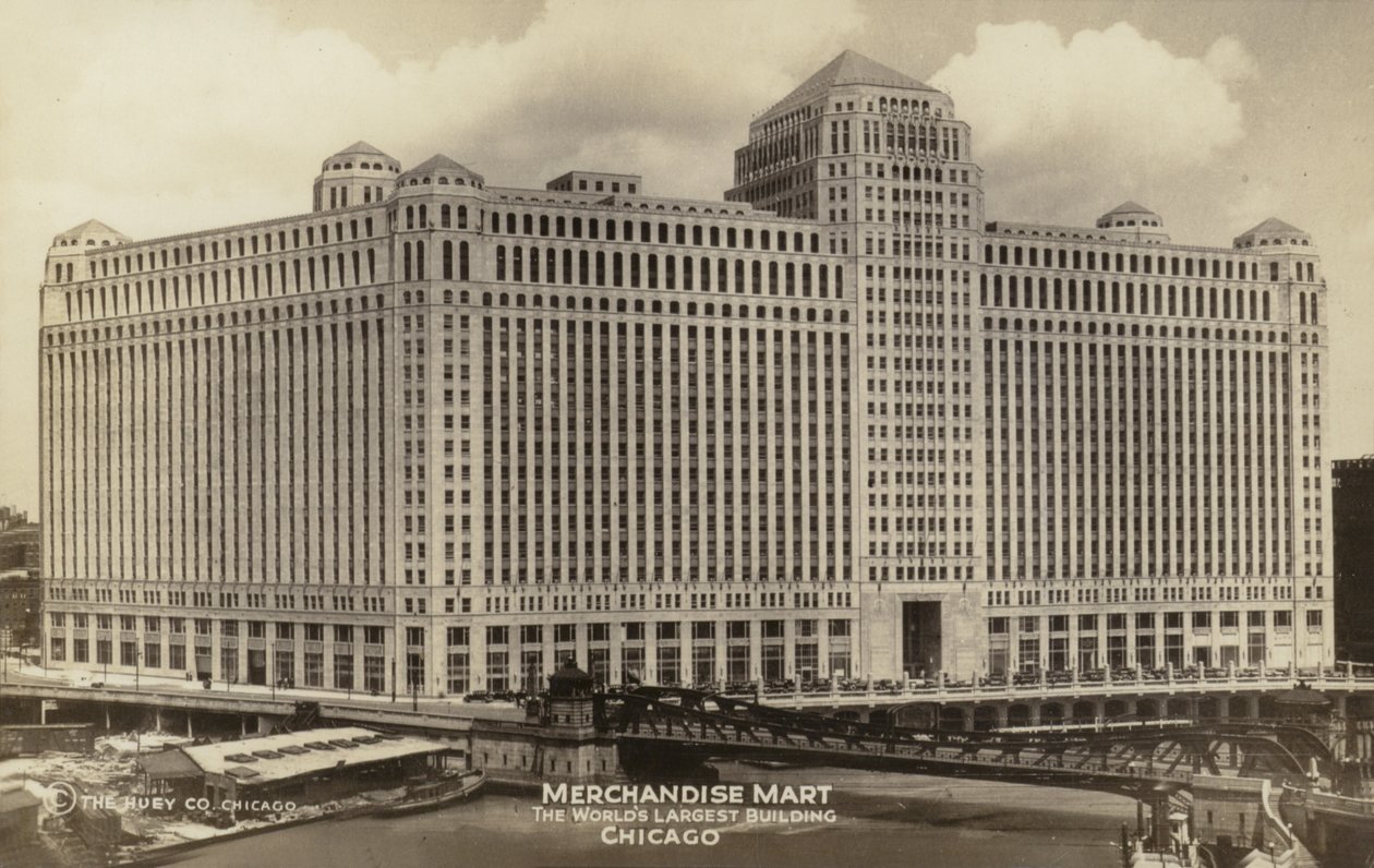 Merchandise Mart, världens största byggnad, Chicago, Illinois, USA (svartvitt foto) av American Photographer