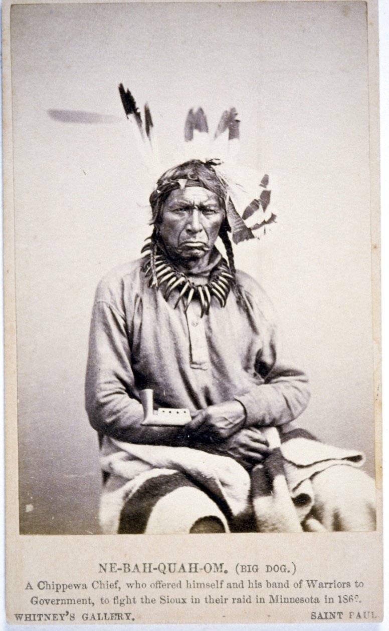 NE-BAH-QUAH-OM, Big Dog, Chippewa Chief, erbjöd sig att slåss mot Sioux i Minnesota av American Photographer