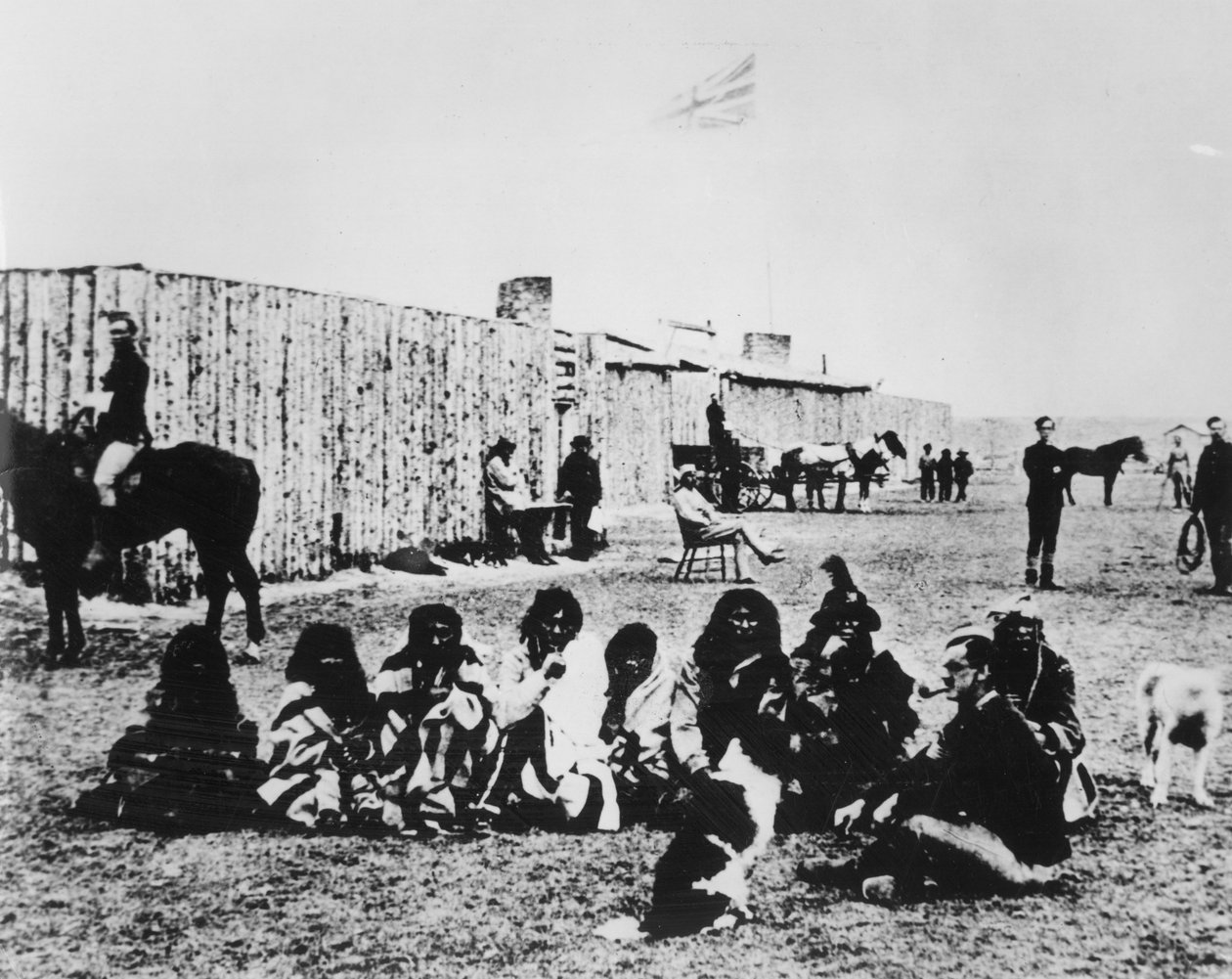 North West Mounted Police i Fort Calgary 1876 (s/v foto) av American Photographer