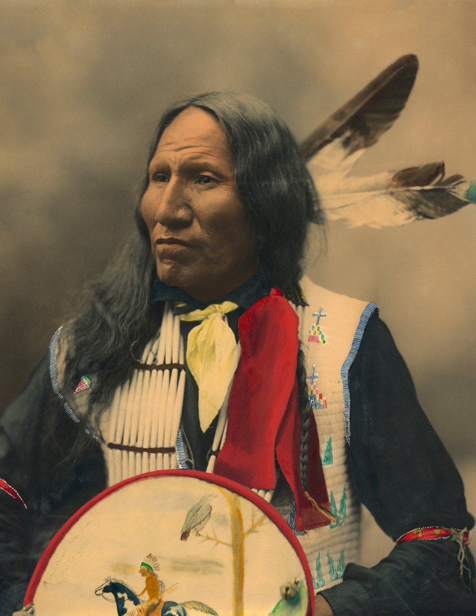 Porträtt av Oglala Sioux Chief slår med näsan av American Photographer
