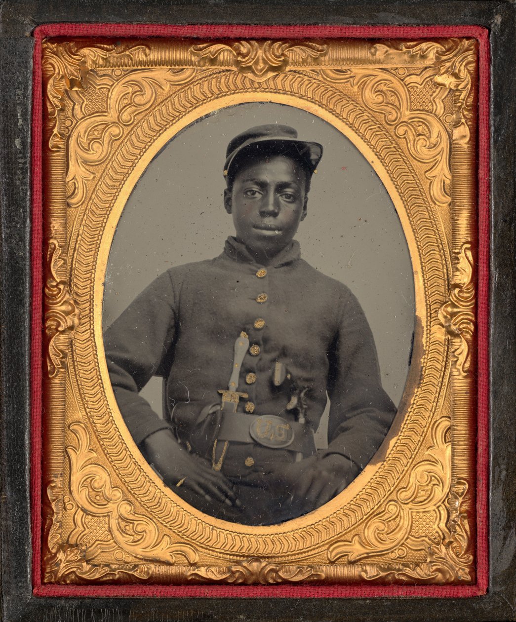 Porträtt av en soldat,ca. 1863 (foto) av American Photographer