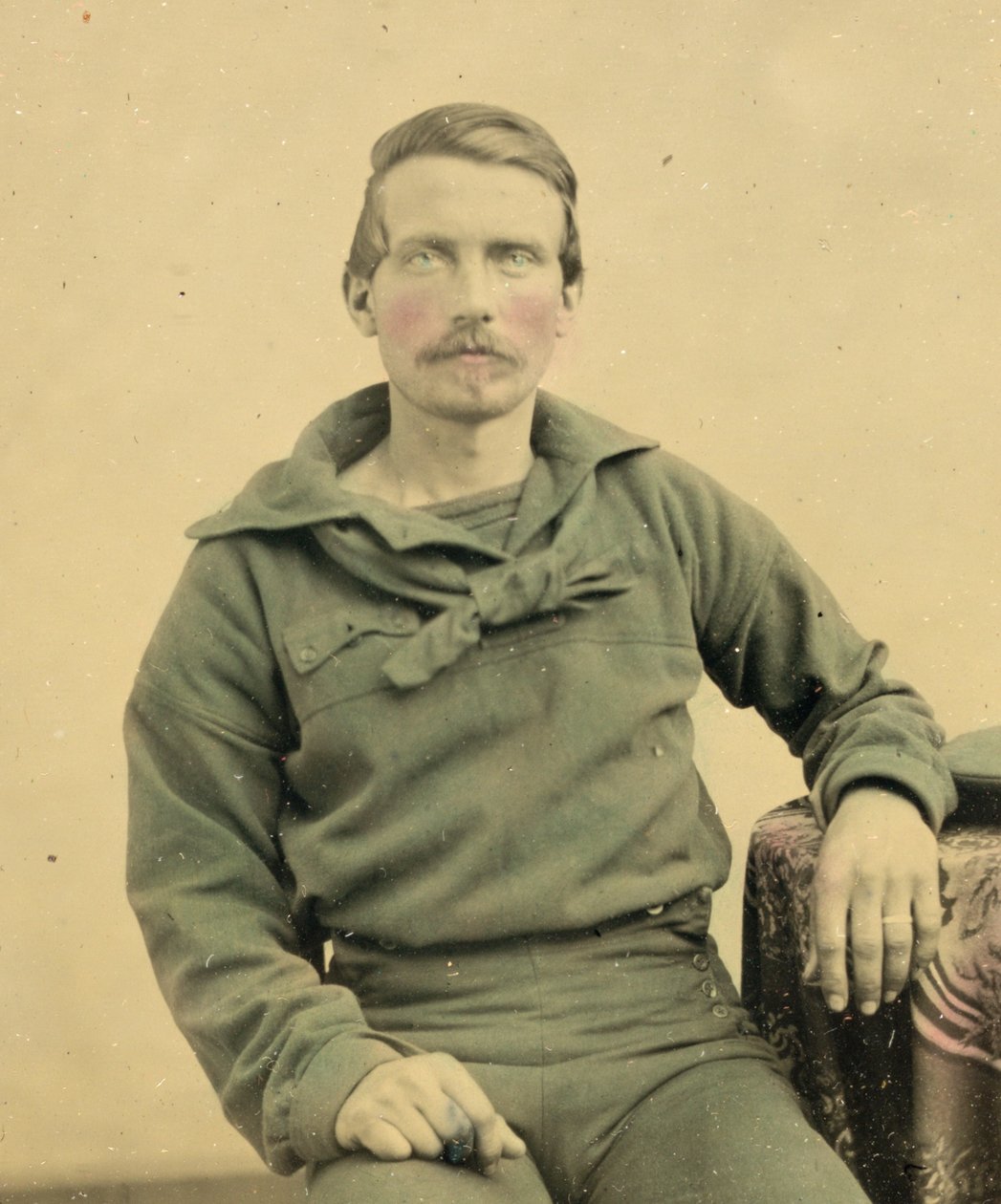 Porträtt av en sjöman i Union Uniform, c.1861 (blecktypfoto) av American Photographer