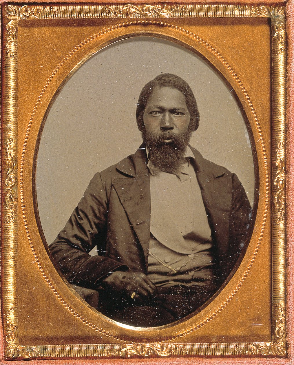 Stoic Man, ca 1855 (handfärgad ambrotyp på nionde plattan) av American Photographer