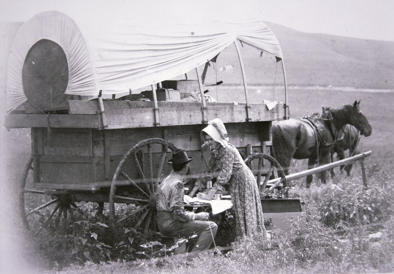 Typisk pionjärklädd vagn (s/v foto) av American Photographer