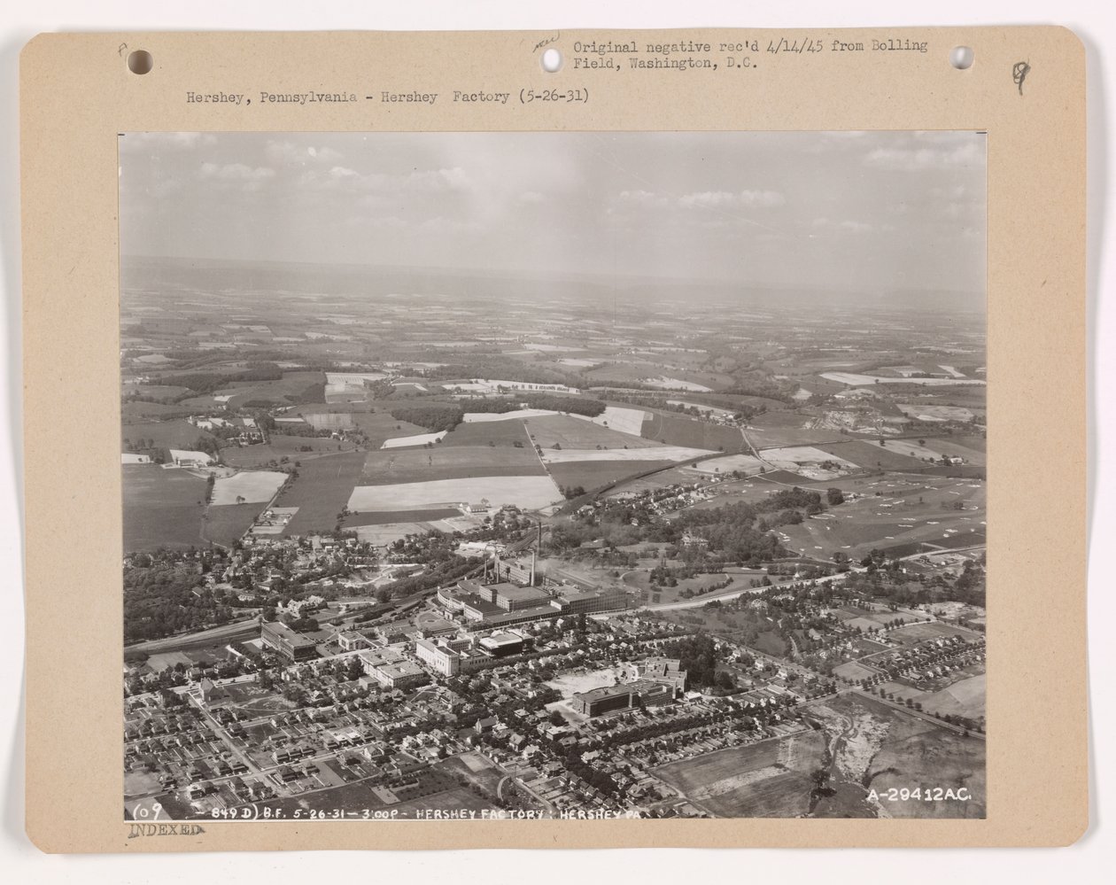 Utsikt över Hershey, Pennsylvania, 26 maj 1931 (s/v-foto) av American Photographer
