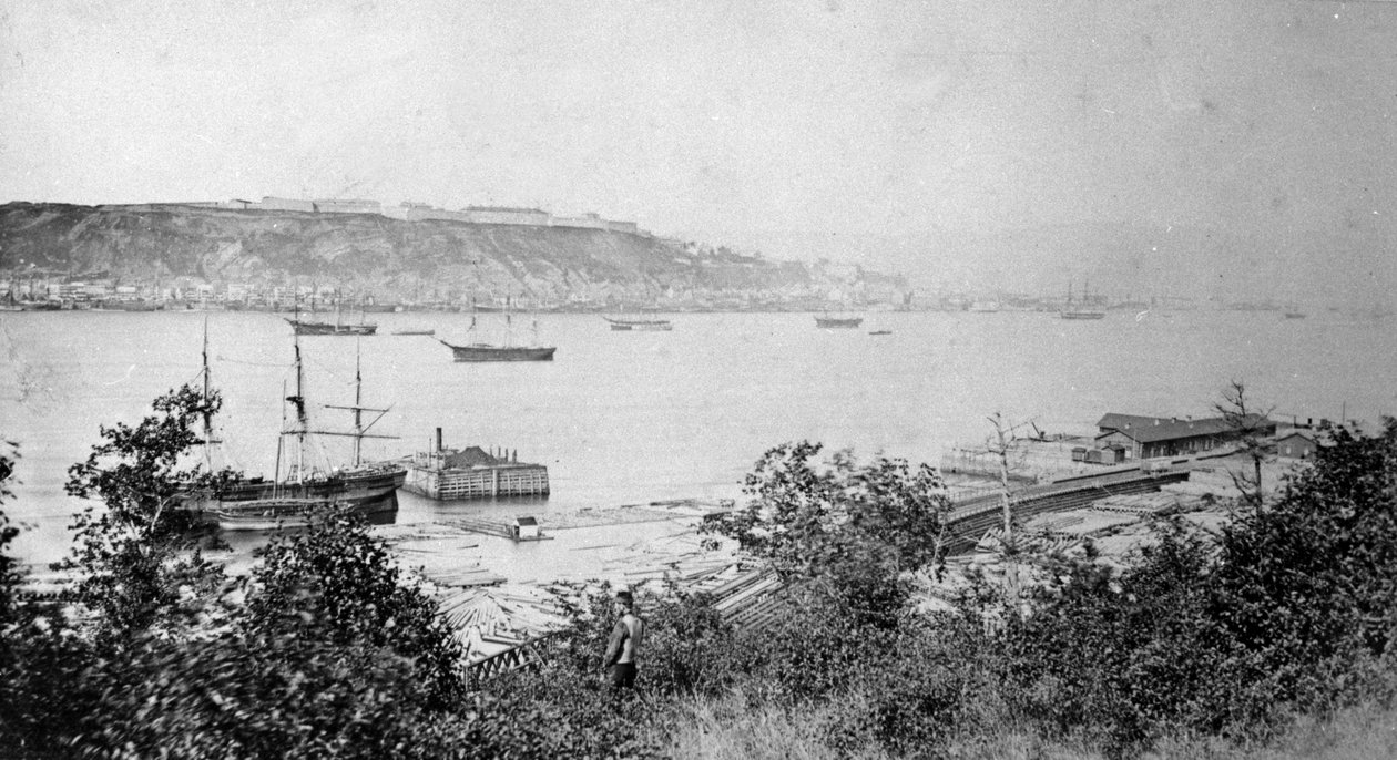 Utsikt över Quebec City över hamnen, c.1880-95 av American Photographer