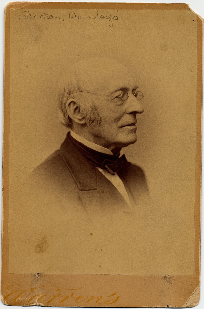 William Lloyd Garrison (1805-79), amerikansk abolitionist, foto av George K Warren, Boston (albumfoto) av American Photographer