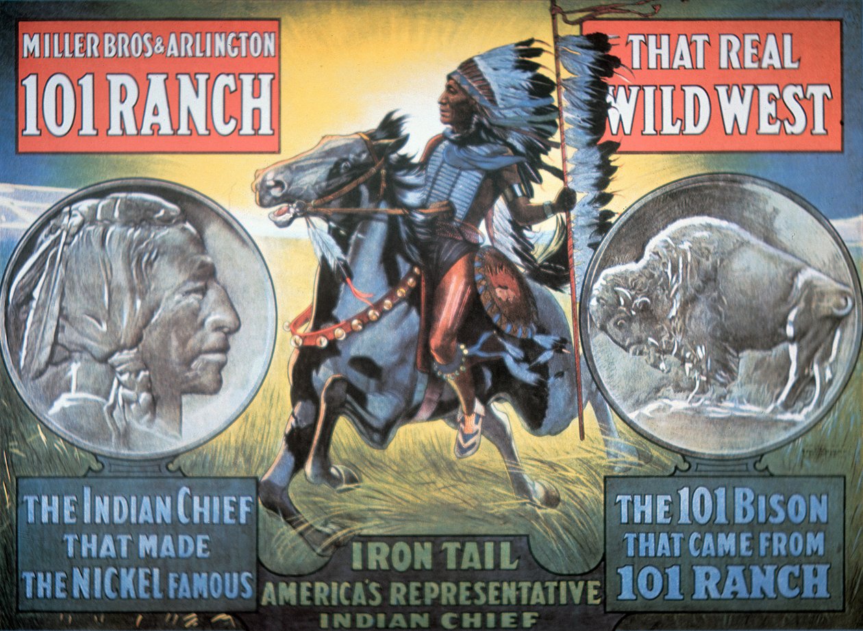 101 Ranch Wild West Show affisch, med "Iron Tail" av American School