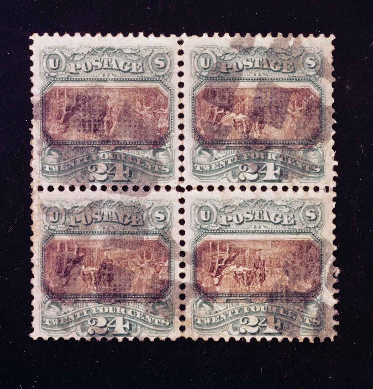24-cents undertecknande av självständighetsförklaringen block av fyra, 1869 av American School