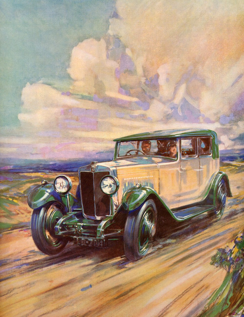 En 1920-talsroadster kör fort på en grusväg av American School