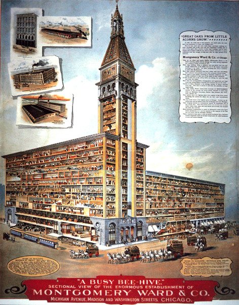 "En livlig bikupa": Sektion av Montgomery Ward & Co:s enorma anläggning. av American School