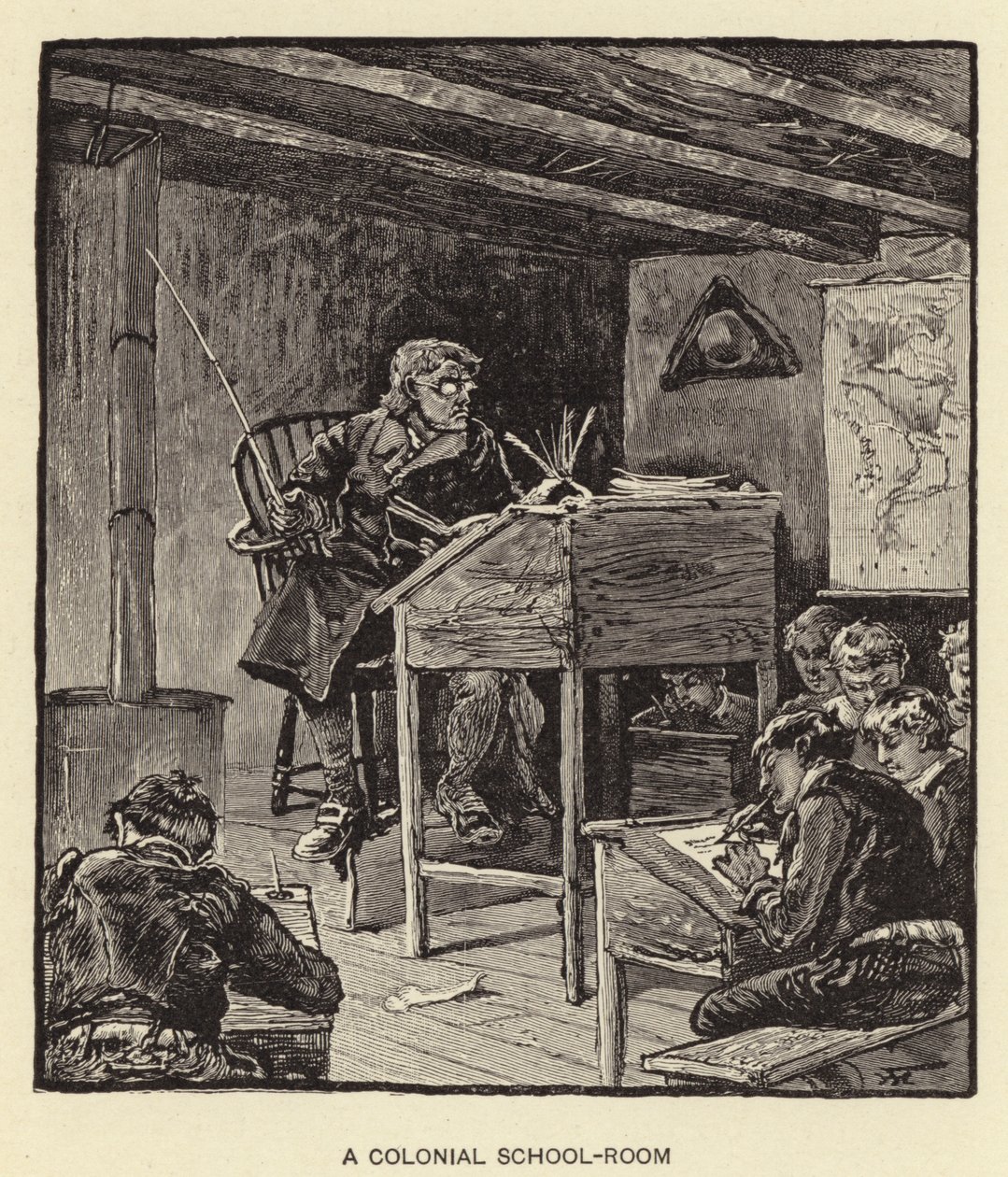 Ett skolrum från kolonialtiden (lito) av American School
