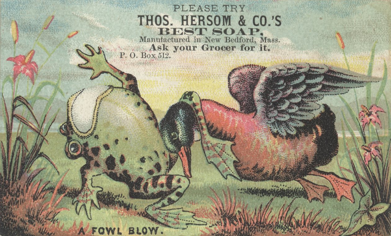 A Fowl Blow, reklam för Thos. Hersom & Cos bästa tvål, ca 1880 av American School