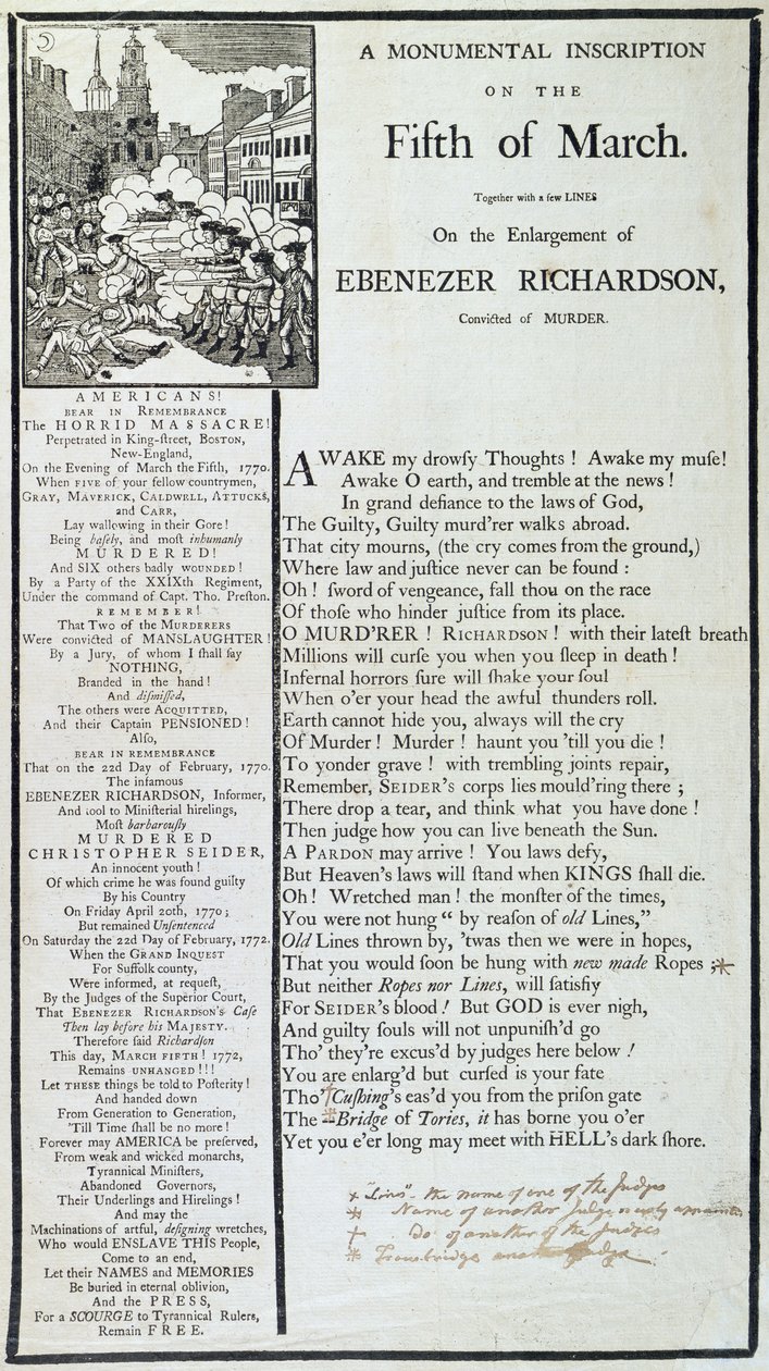 En monumental inskrift den femte mars 1772 (tryck) av American School