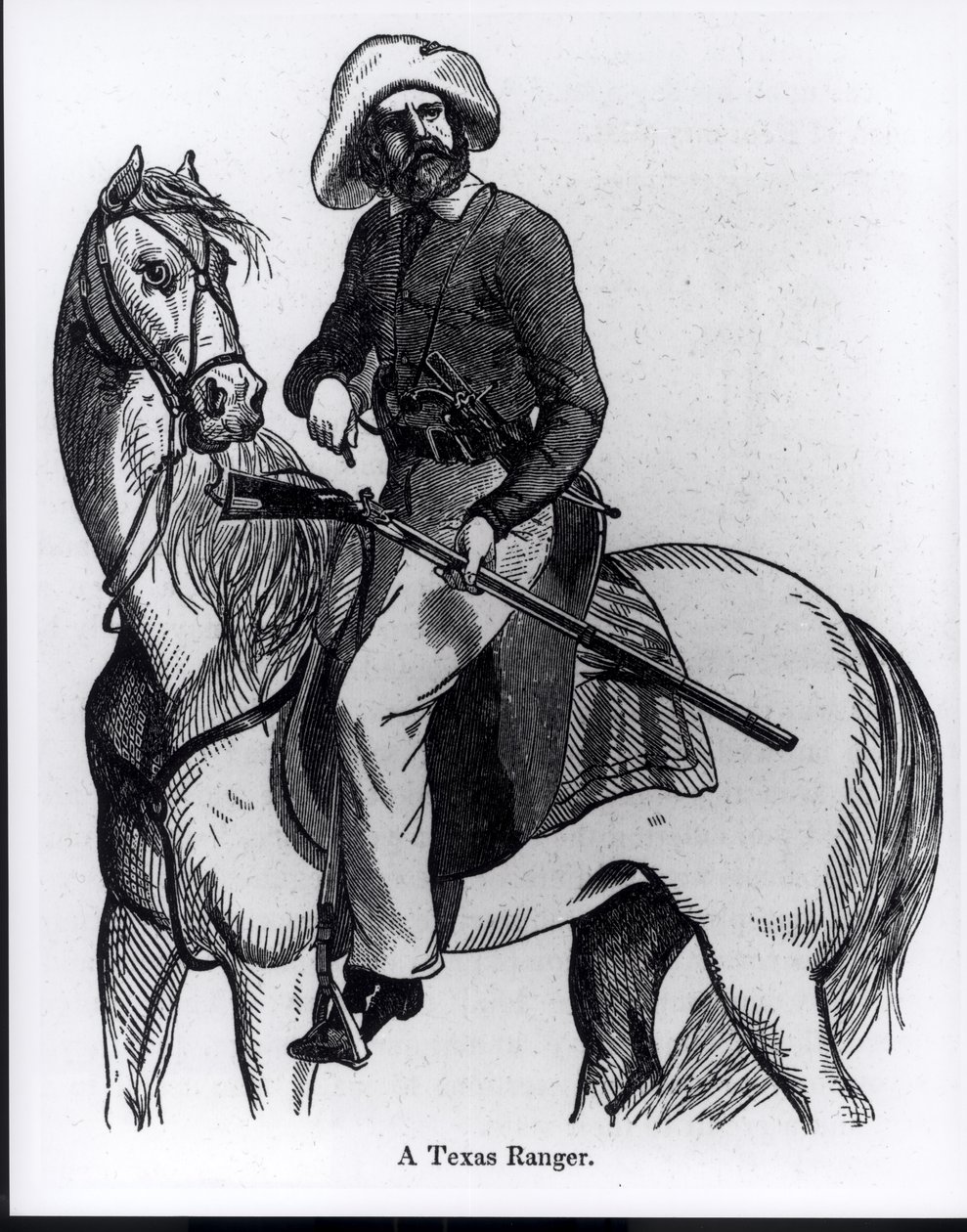 En Texas Ranger, illustration från "Pictorial History of Mexico and the Mexican War" av John Frost, 1848 av American School