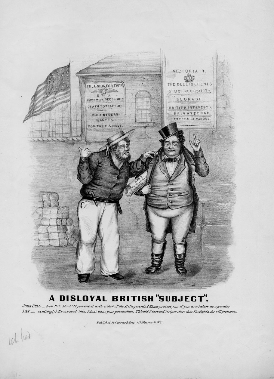 Ett illojalt brittiskt ämne, publicerat av Currier & Ives, New York, ca 1862 av American School
