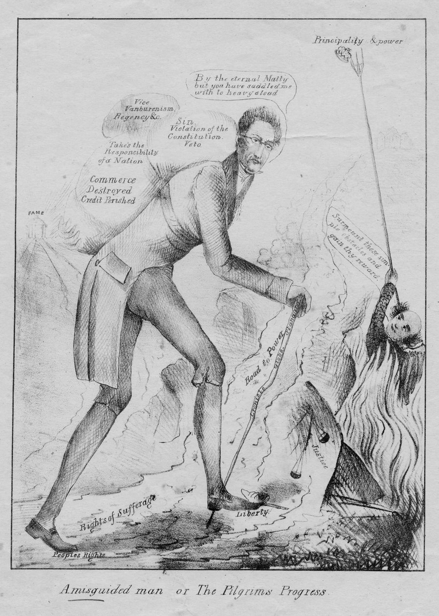 En missriktad man, eller, Pilgrimerna framskrider, c.1832 av American School