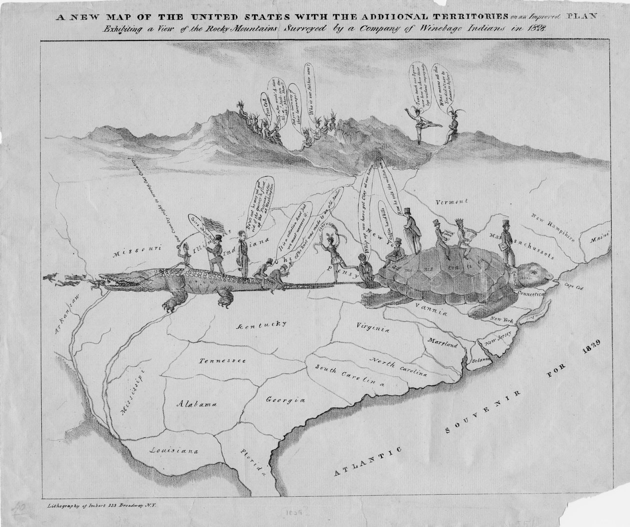 En ny karta över USA med ytterligare territorier på en förbättrad plan, c.1828 av American School