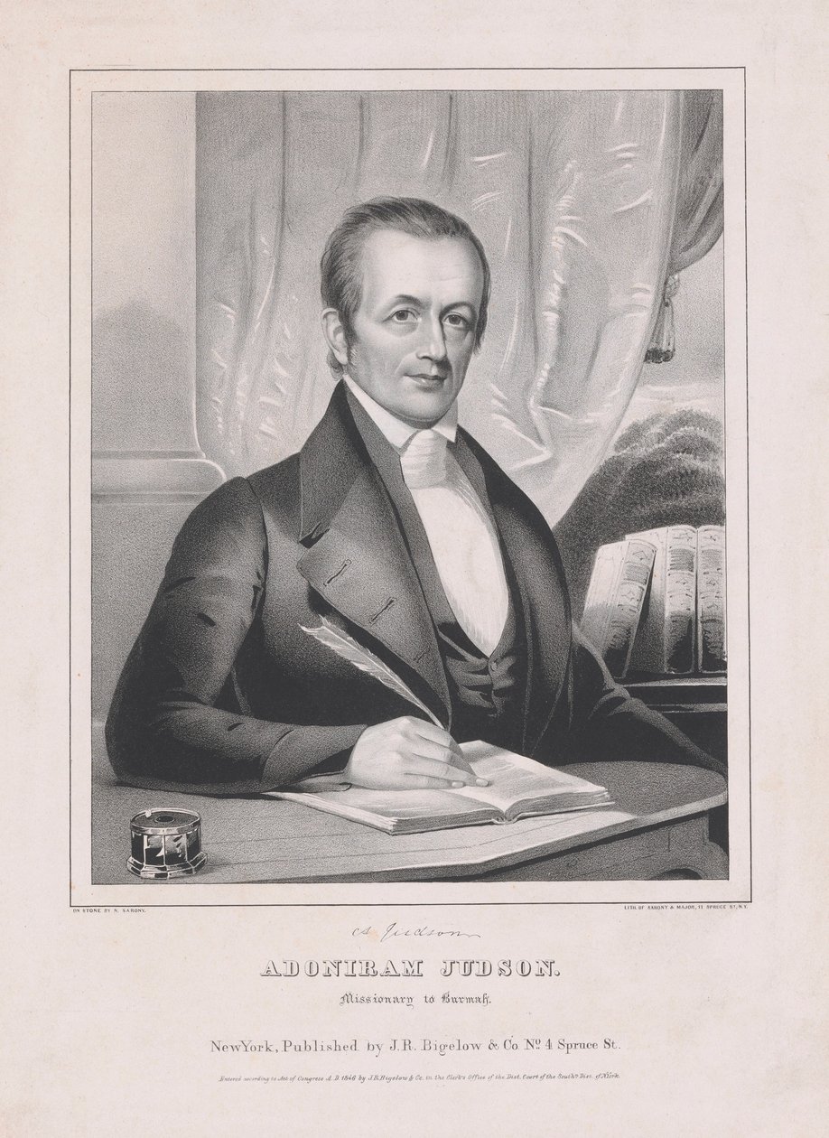 Adoniram Judson 1788 - 1850, missionär i Burmah, pub. 1846. av American School