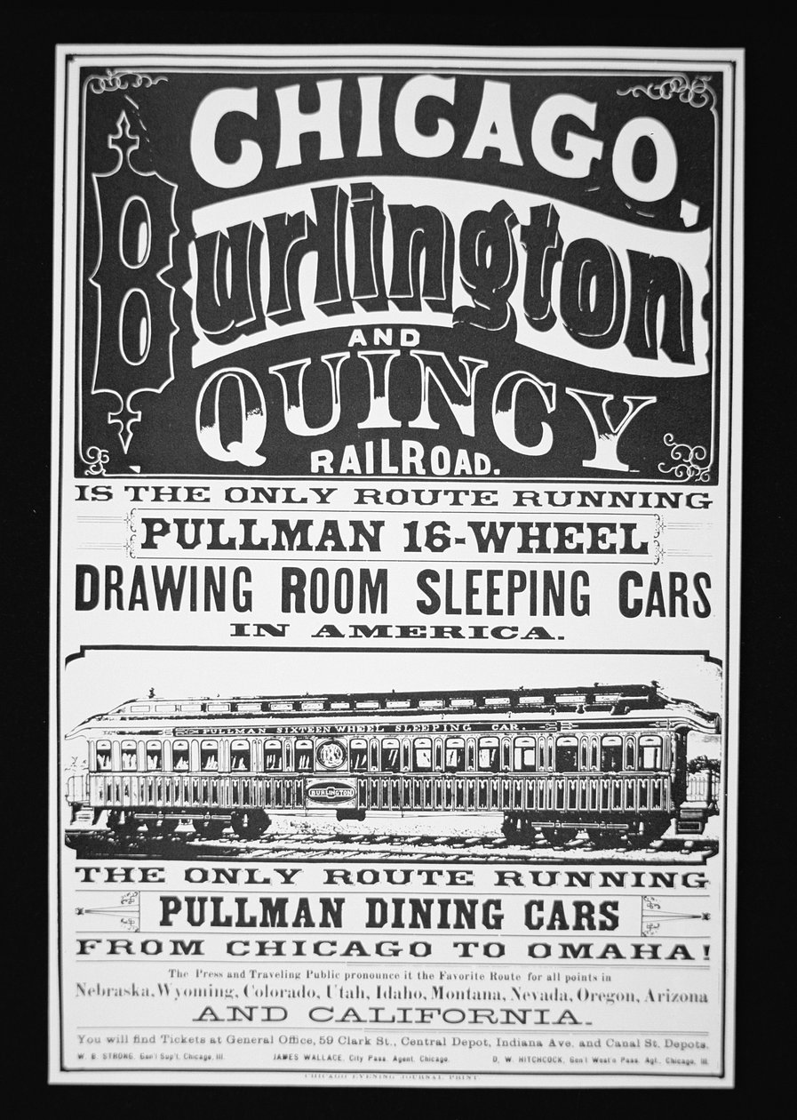 Annons för Pullman Cars of Chicago, ca 1875 (litho) av American School