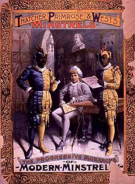 Reklam för "The Progressive Monarchs of Modern Minstrelsy", med Thatcher, Primrose and West