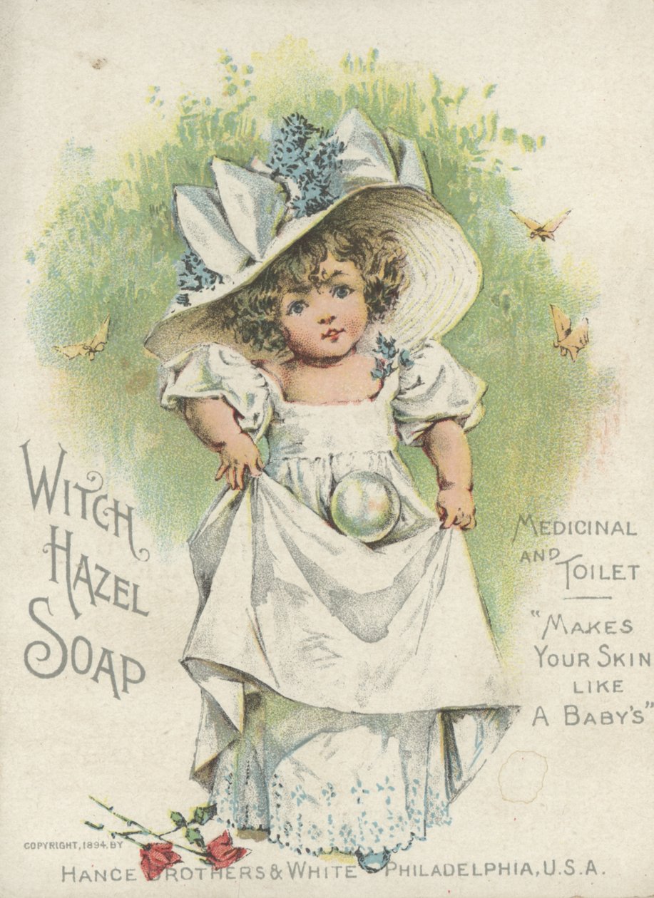 Reklam för medicinsk tvål och toaletttvål av trollhassel, 1894 av American School