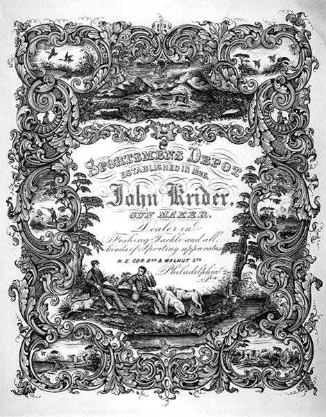 Annons för John Kreider, Gun Maker, Philadelphia, ca 1860 (litho) av American School