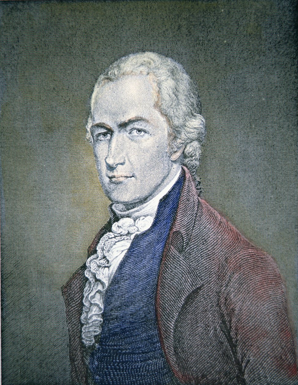 Alexander Hamilton (1755-1804) (färgad gravyr) av American School