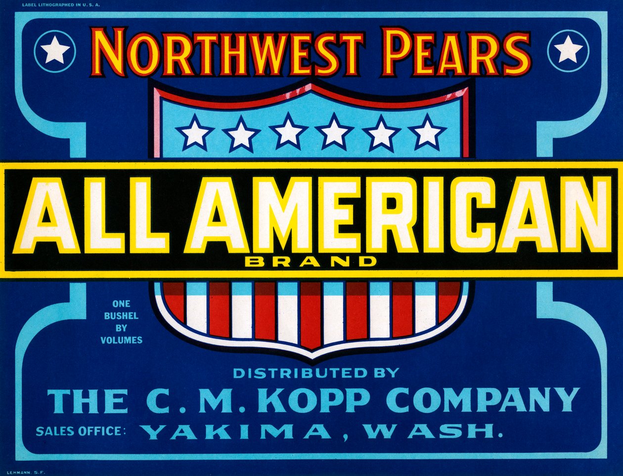 All American Brand Fruit Crate Label, c.1920 (litografi) av American School