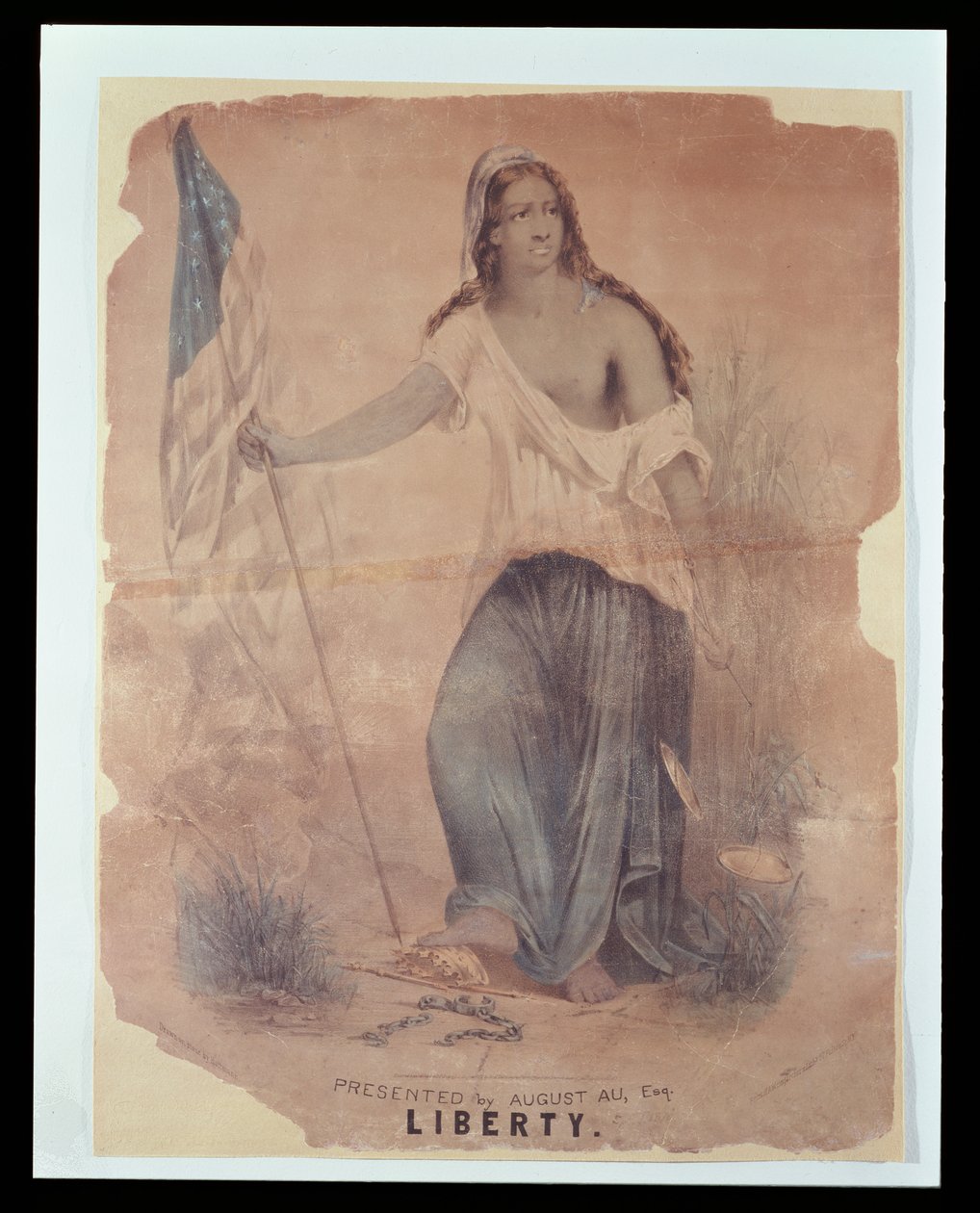 Amerikansk inbördeskrigsaffisch som representerar Liberty, graverad av Hoffmann, 1870 av American School