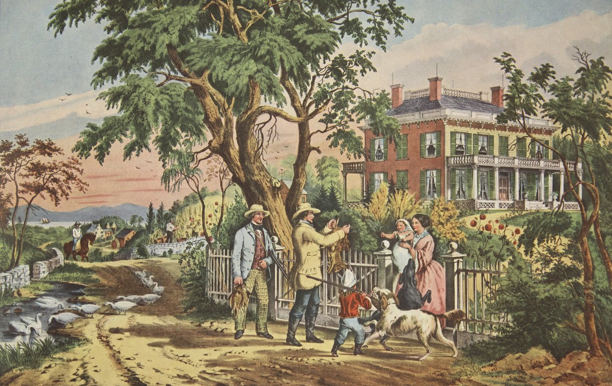 American Country Life - oktobereftermiddag, pub. 1855, Currier & Ives av American School