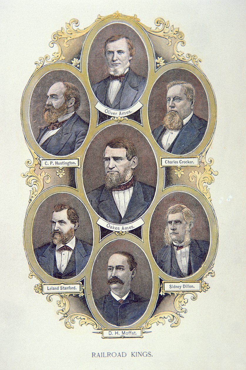 American Railroad Kings (färg litho) av American School