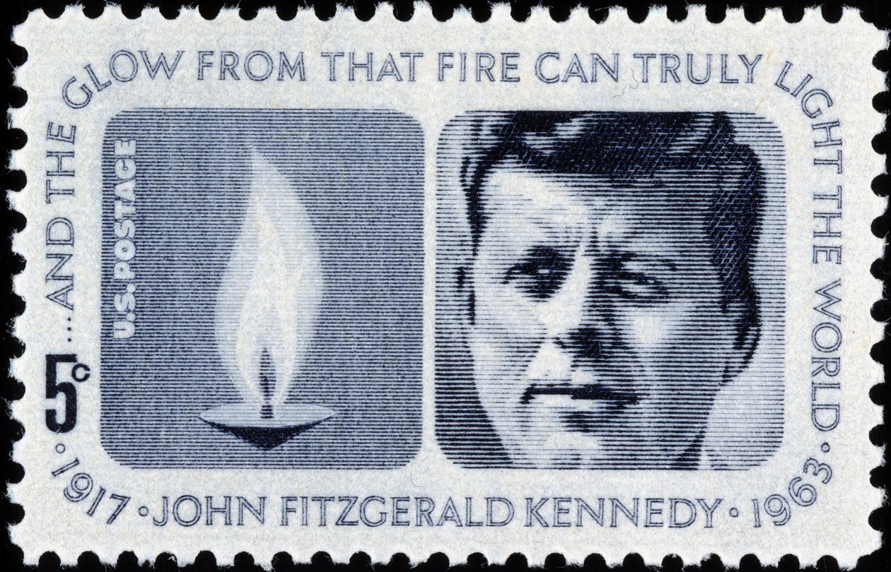 Amerikansk stämpel på John Fitzgerald Kennedy av American School