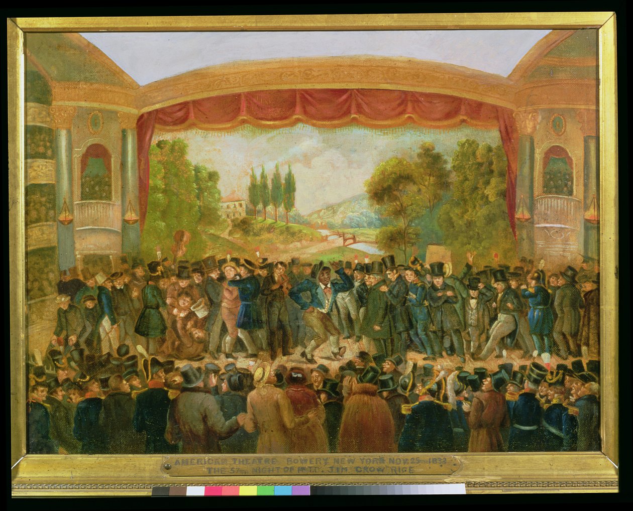 Amerikansk teater, Bowery, New York, föreställande den 57:e natten av Mr T.D. Jim Crow Rice (1808-60) 25 november 1833 av American School