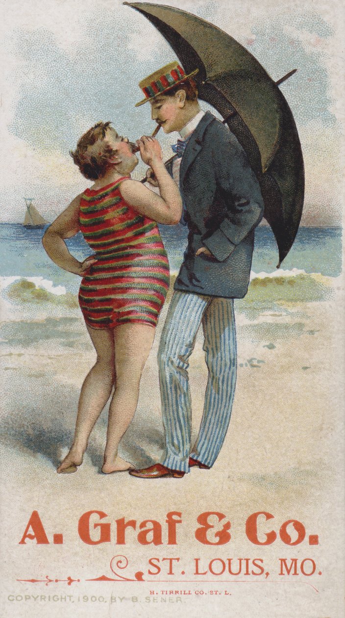 Amerikanskt visitkort med reklam för A Graf  Company, St Louis, Missouri (chromolitho) av American School